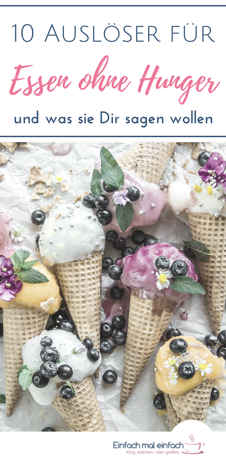 Essen ohne Hunger ist kein Zeichen mangelnder Disziplin. Wenn Du abnehmen willst, musst Du die Ursachen von emotionalem Essen wie Langeweile, Einsamkeit, Frustessen und mehr erkennen und bekämpfen lernen. Nur wenn Du auf Dein Hungergefühl hören kannst, funktioniert intuitive Ernährung. #intuitivessen #intuitivabnehmen #heisshunger #cleaneating #keinediät
