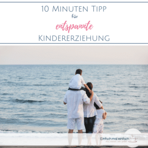 Familie am Strand. Text: