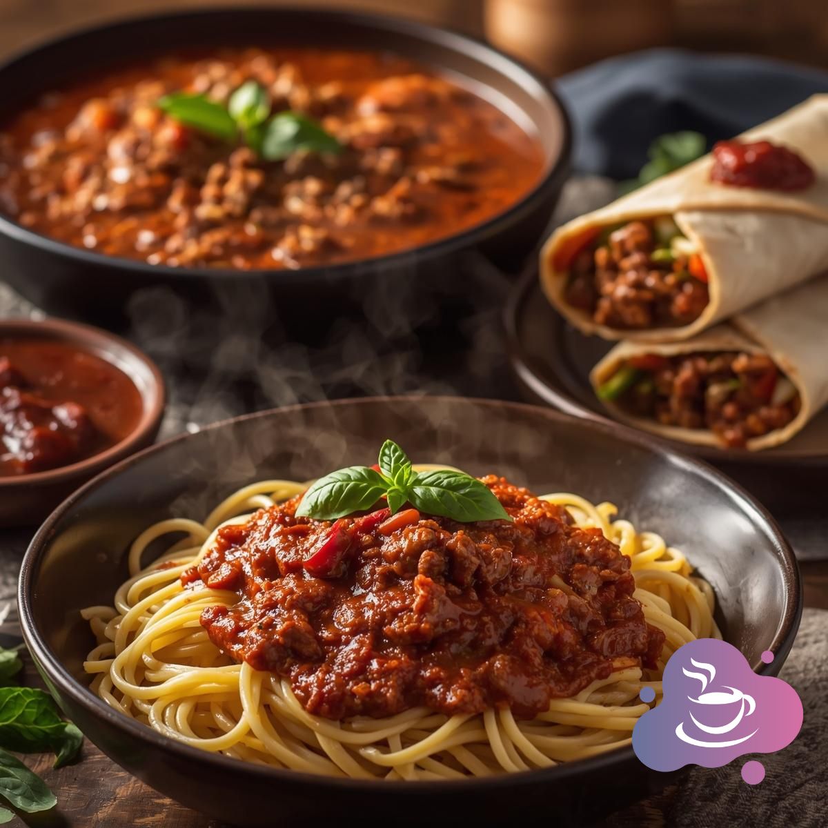Meal prep aus 3 mach 1 - Bolognese, Chili und Wraps